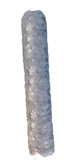 Materiał dekoracyjny futerko szare w srebrne gwiazdki (ZX0493)