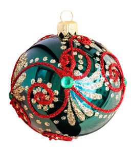 Bombki 100 dekorowane ornament op.4szt.: SZMARAGDOWA FANTAZJA