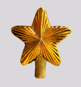 Gwiazda szklana dekorowana złota na czub choinki (SE)