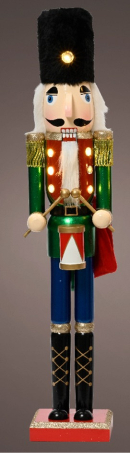 Nutcracker drewniany w czarnej czapce z oświetleniem LED (486697)