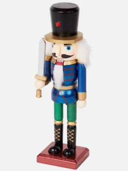 Nutcracker dziadek do orzechów drewniany 25cm granatowy z mieczem (940844)