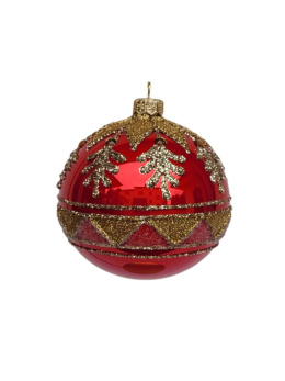 Bombki 80mm dekorowane ornament kpl.4szt: ŚWIĄTECZNY KLEJNOT CZERWONY