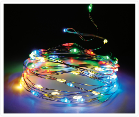 Lampki na druciku 20LED kolorowe 95cm na baterie (AX9719700) Lampki na druciku 20LED kolorowe 95cm na baterie (AX9719700)