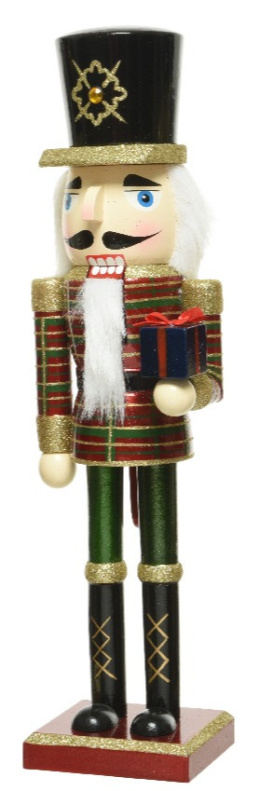 Nutcracker drewniany 38cm kolorowy z prezentem (550342)