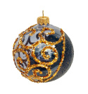 Bombki 80mm dekorowane ornament kpl.6szt: BLACK & GOLD