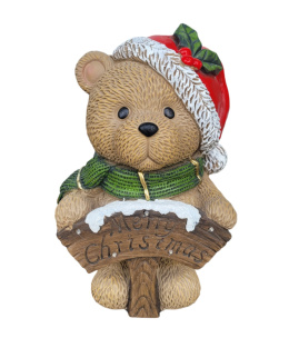 Miś ceramiczny 38cm z tabliczką LED Merry Christmas (9041)