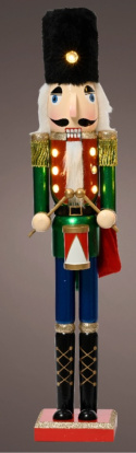 Nutcracker drewniany w czarnej czapce z oświetleniem LED (486698)