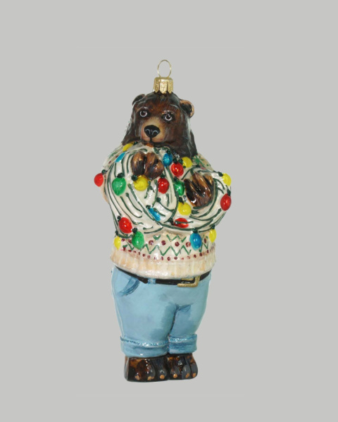 GlitterLab bauble: Grizzly bear with lights (5163)