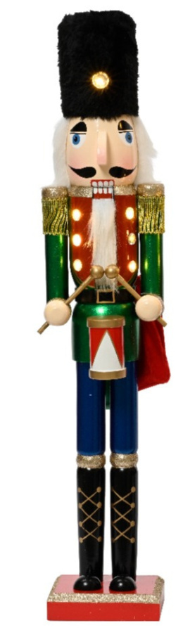 Nutcracker drewniany w czarnej czapce z oświetleniem LED (486698)