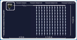 Kurtynka 400LED zimna programator 8funkcji srebrne druciki (77/19/NIK) szer:1,5*dł:2,2m